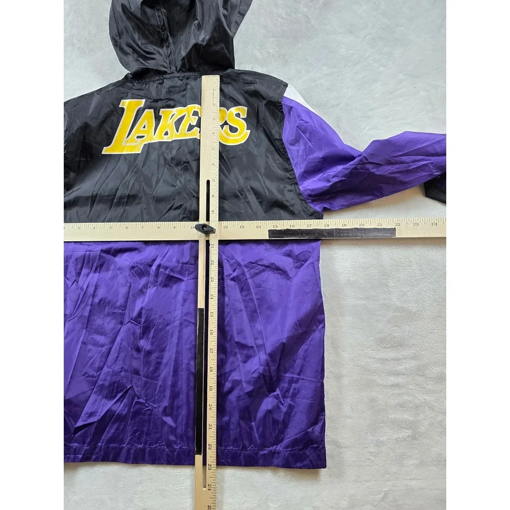 NBA Los Angeles Lakers Windbreaker Jacket Kids Medium 10-12 Purple Black 1/4 Zip